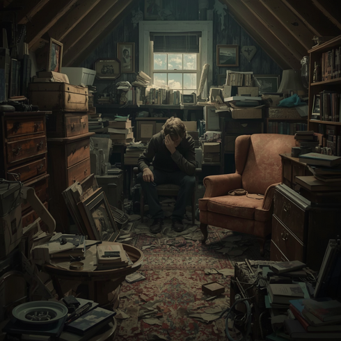 person surrounded by things